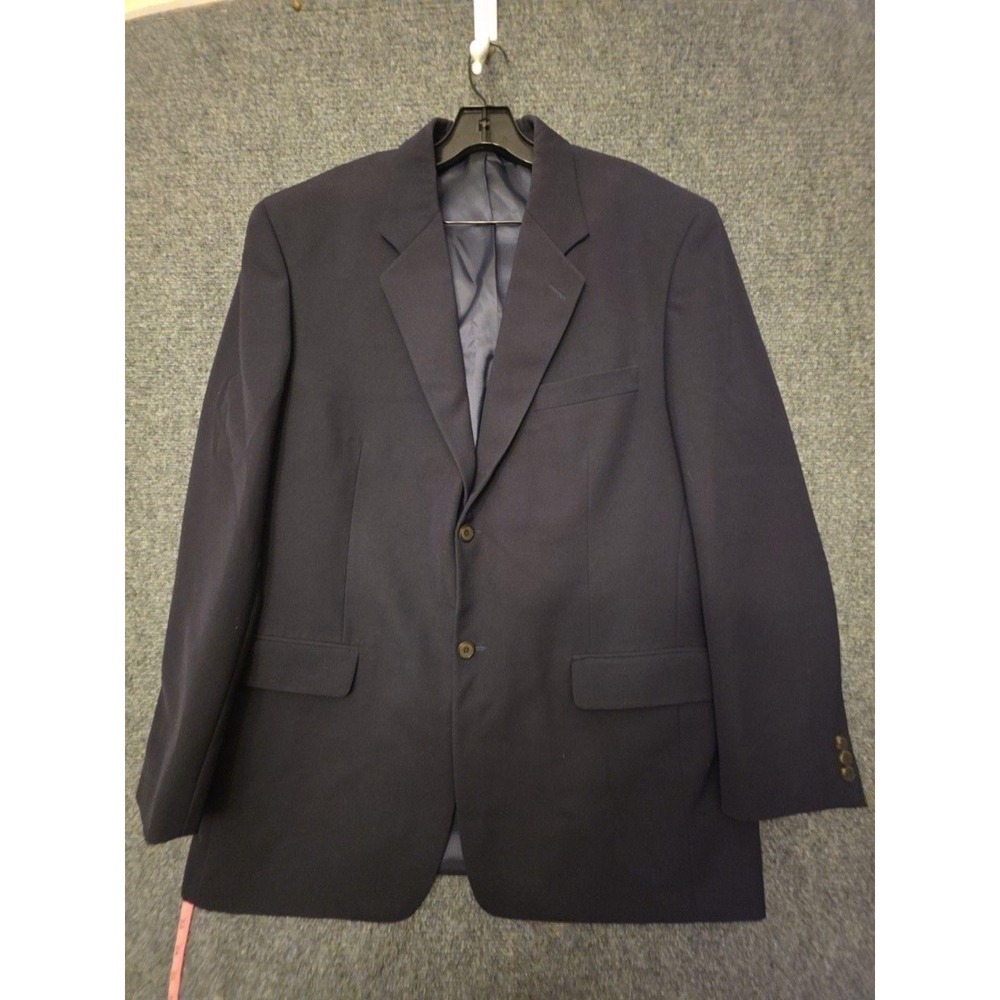 TravelSmith Blazer Sport Coat Mens 44L Blue Polyester Travel Business Jacket